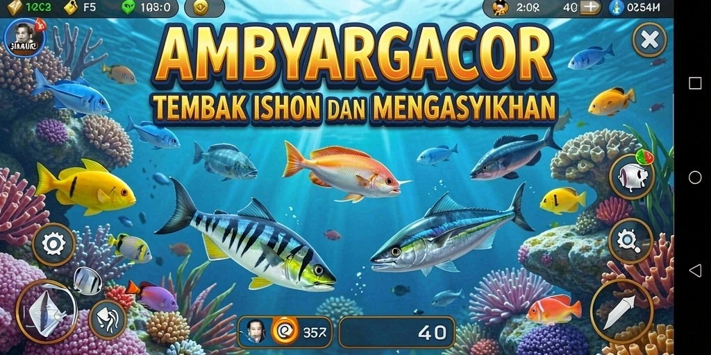 Tampilan gameplay AMBYARGACOR yang menarik dalam berburu ikan.