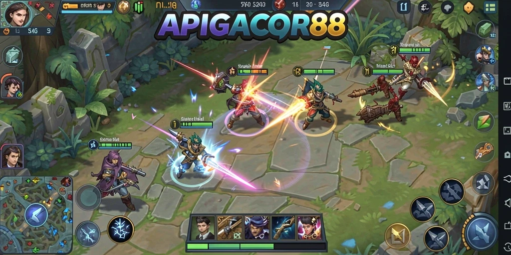 Tampilan gameplay mendebarkan dari APIGACOR88 yang menunjukkan strategi pertempuran.