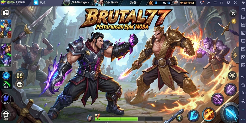Tampilan gameplay MOBA yang seru dan dinamis di BRUTAL77.