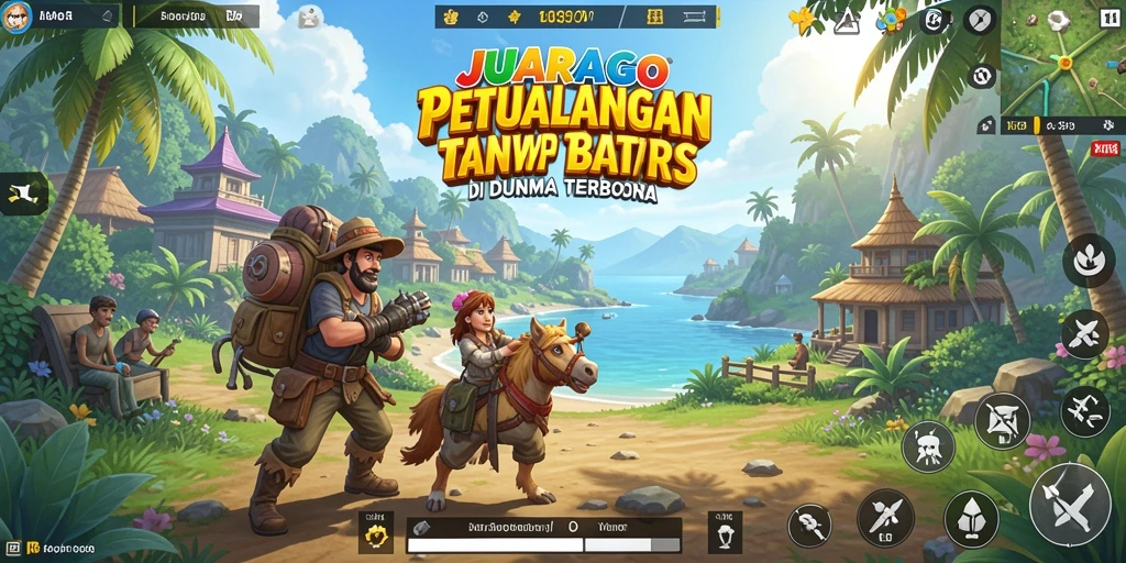 Tangkapan layar gameplay JUARAGO menampilkan petualangan seru di dunia terbuka.