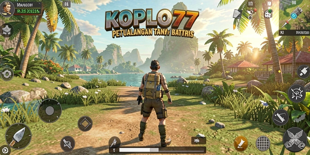 Screenshot gameplay KOPLO77 menampilkan petualangan di dunia terbuka.