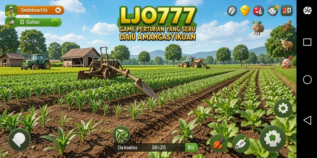 Tampilan permainan pertanian LJO777 yang penuh warna dan interaktif.