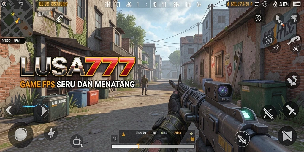 Screenshot gameplay LUSA777 menunjukkan aksi seru dalam pertempuran FPS.