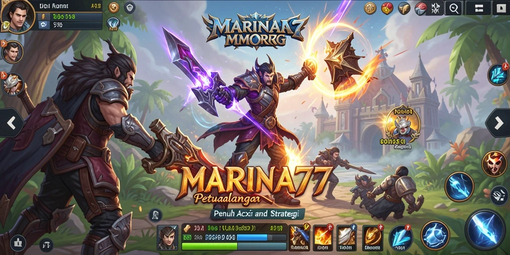 Tampilan epik dalam <strong>MARINA77</strong> saat bertarung melawan monster raksasa.