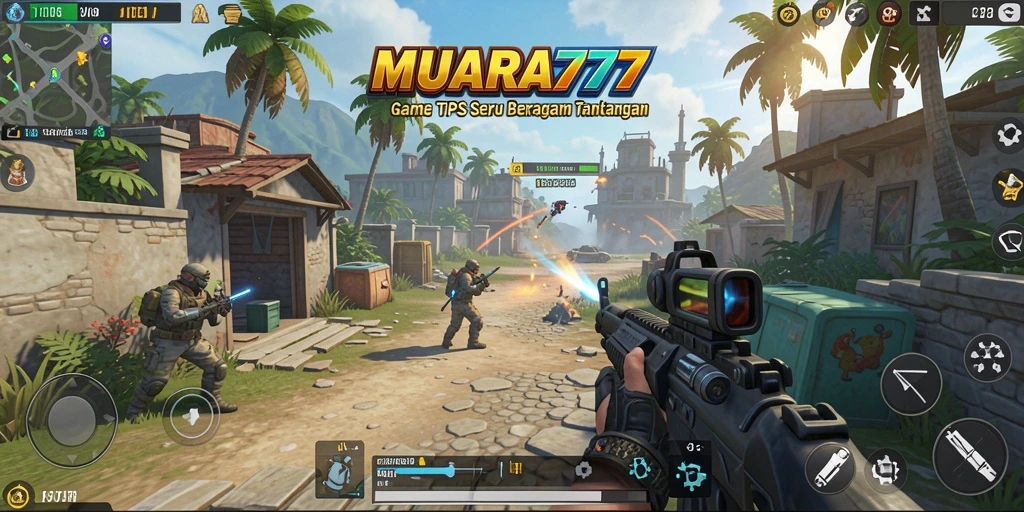 Screenshot utama MUARA777 menampilkan aksi seru dalam gameplay TPS.