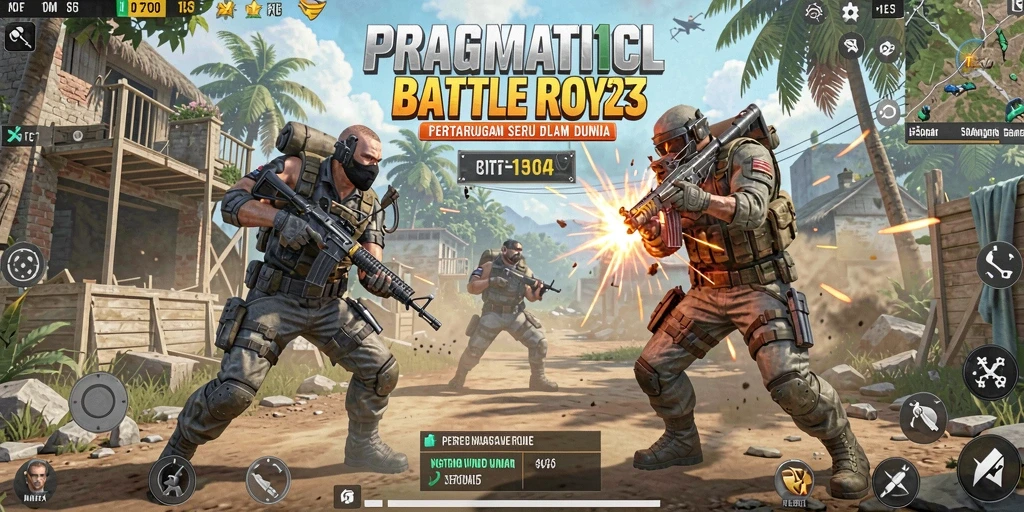 Screenshot aksi seru dari gameplay Battle Royale PRAGMATIC123.