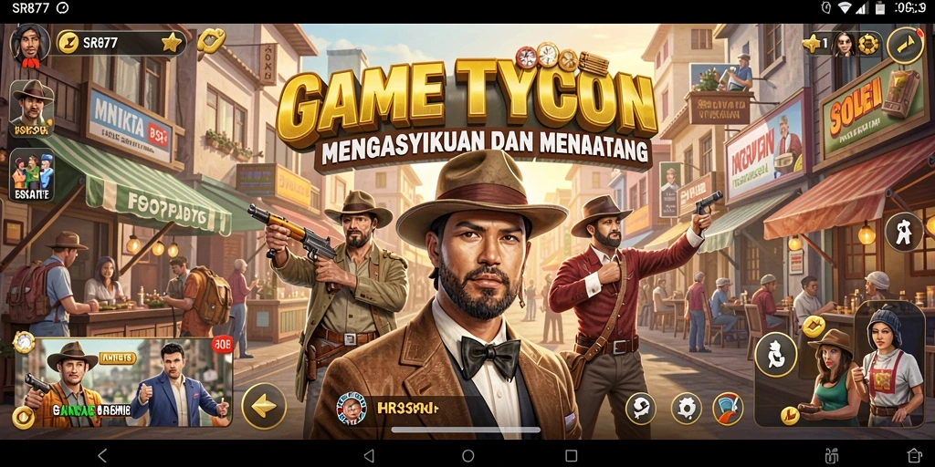 Screenshot gameplay SR877 menunjukkan strategi Tycoon yang mendebarkan.