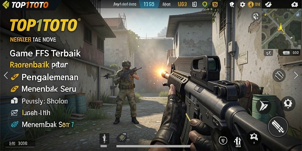 Tangkapan layar gameplay TOP1TOTO dengan aksi menembak yang intens.