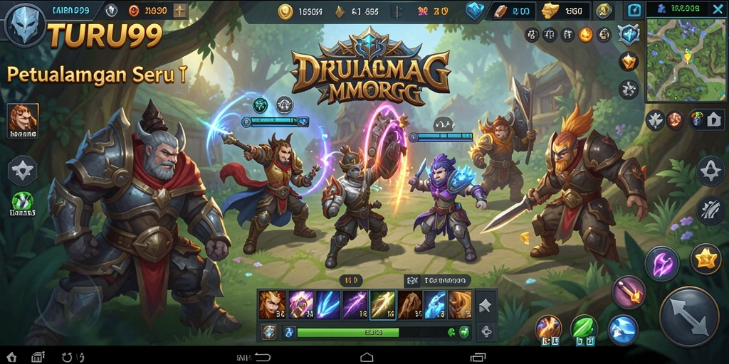Tampilan gameplay TURU99 yang menawan dan dinamis di dunia MMORPG.