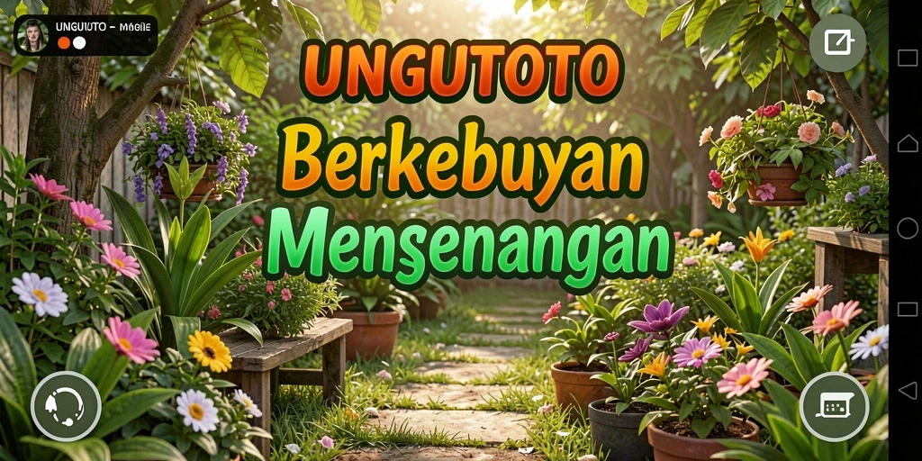 Tampilan gameplay UNGUTOTO yang menarik dengan suasana berkebun yang ceria.