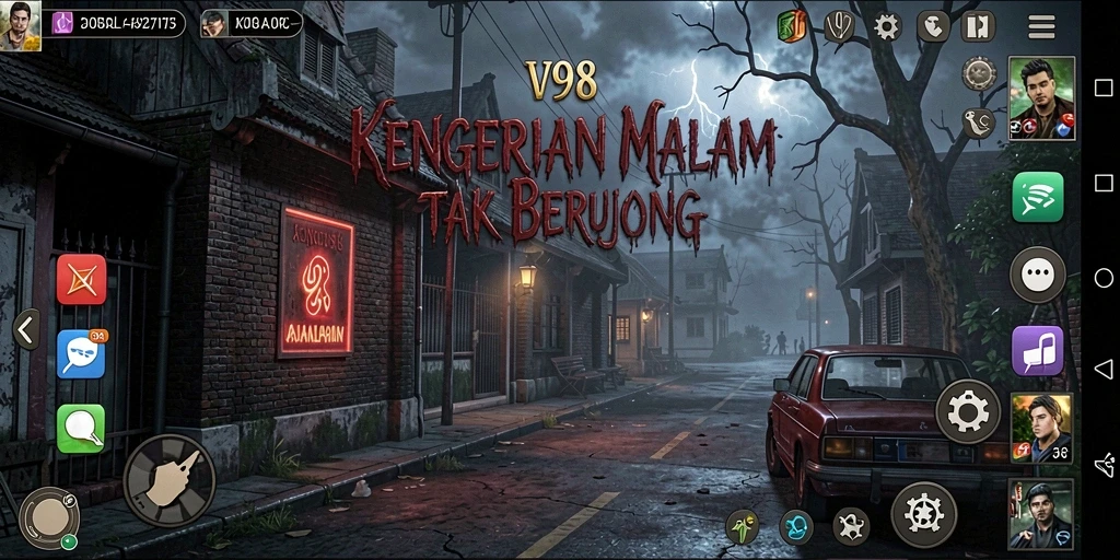 Tangkapan layar gameplay V98 menampilkan suasana mencekam yang memikat.